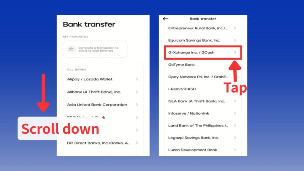 3. Select “G X-change Inc./GCash” from the list