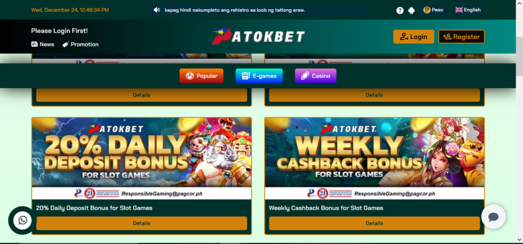 3. Weekly Cashback Bonus for Slot Games